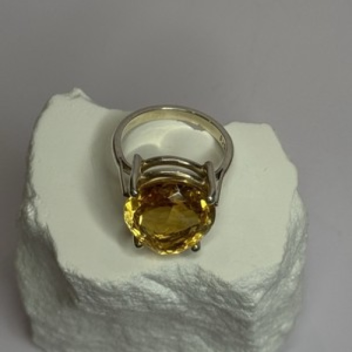 925 Sterling Silver Citrine Ring Size 7