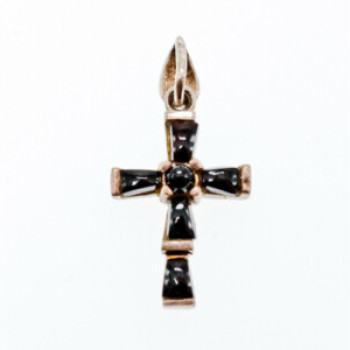 925 Sterling Silver Black Agate Cross Pendant