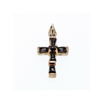 925 Sterling Silver Black Agate Cross Pendant