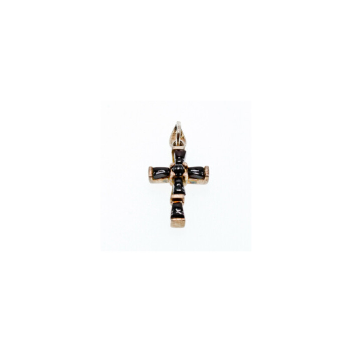 925 Sterling Silver Black Agate Cross Pendant