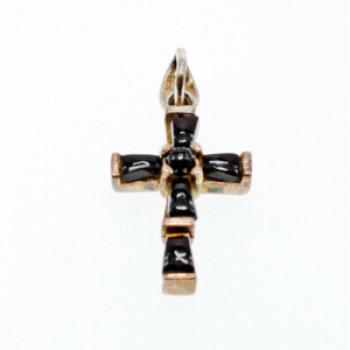 925 Sterling Silver Black Agate Cross Pendant