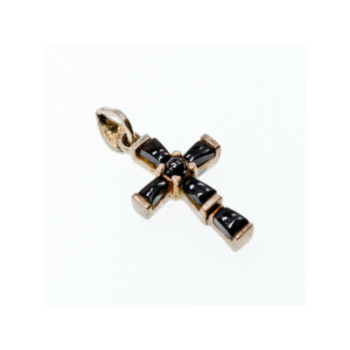 925 Sterling Silver Black Agate Cross Pendant
