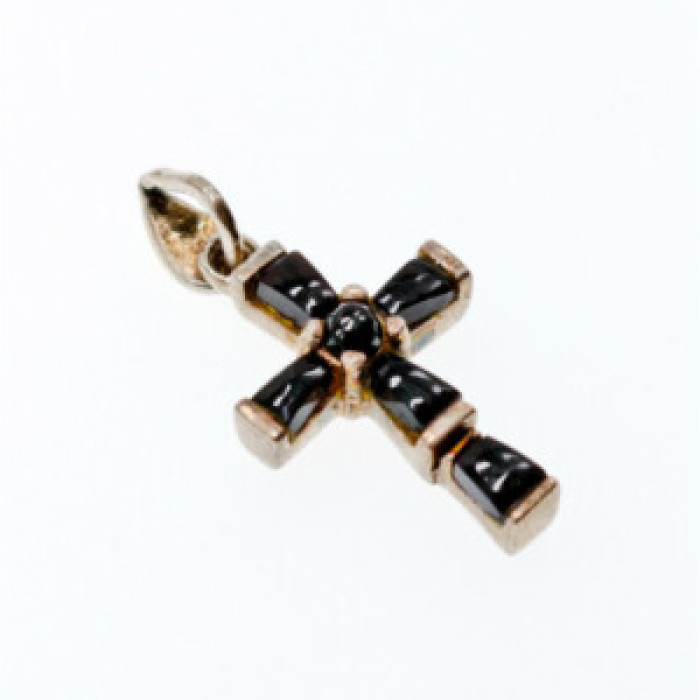 925 Sterling Silver Black Agate Cross Pendant
