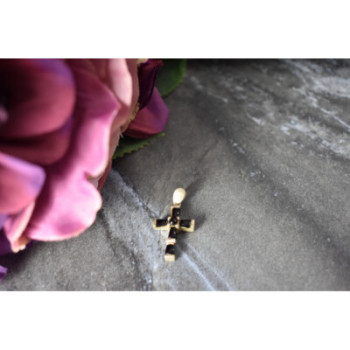 925 Sterling Silver Black Agate Cross Pendant