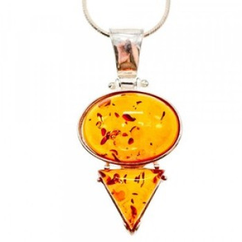 925 Sterling Silver Amber Chain With Pendant