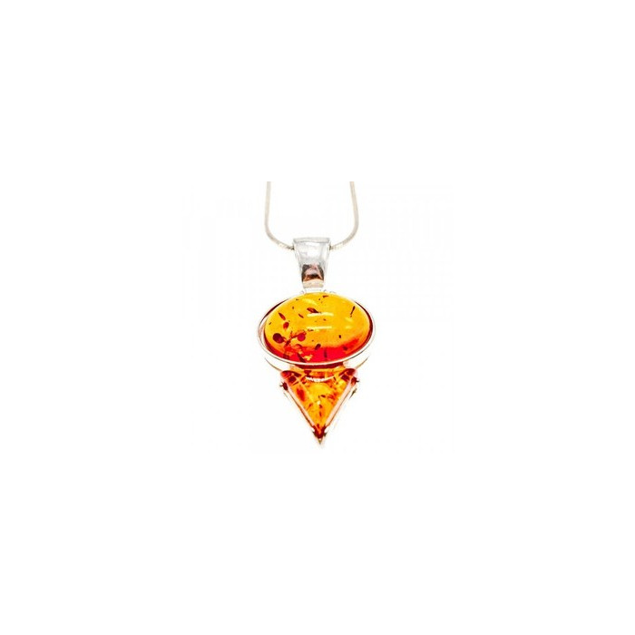 925 Sterling Silver Amber Chain with Pendant