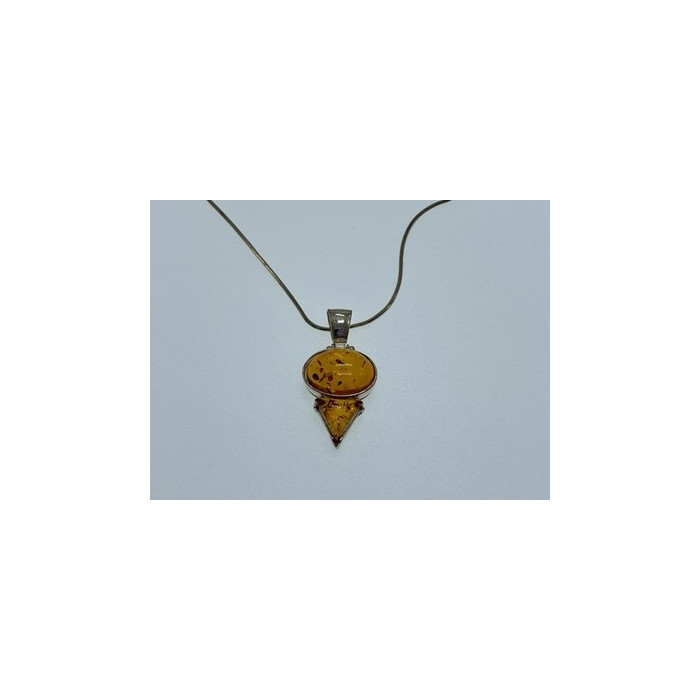 925 Sterling Silver Amber Chain with Pendant