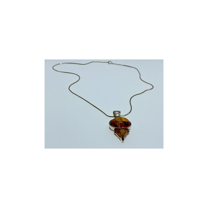 925 Sterling Silver Amber Chain with Pendant