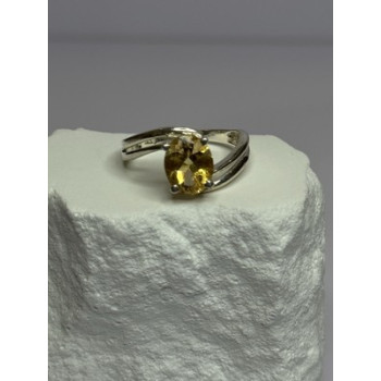925 Sterling Silver Citrine Ring Size 8