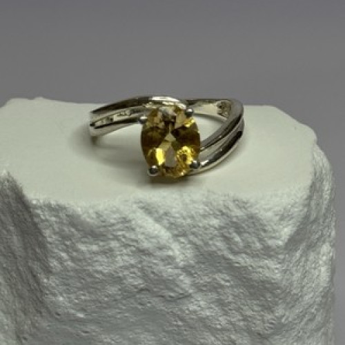 925 Sterling Silver Citrine Ring Size 8