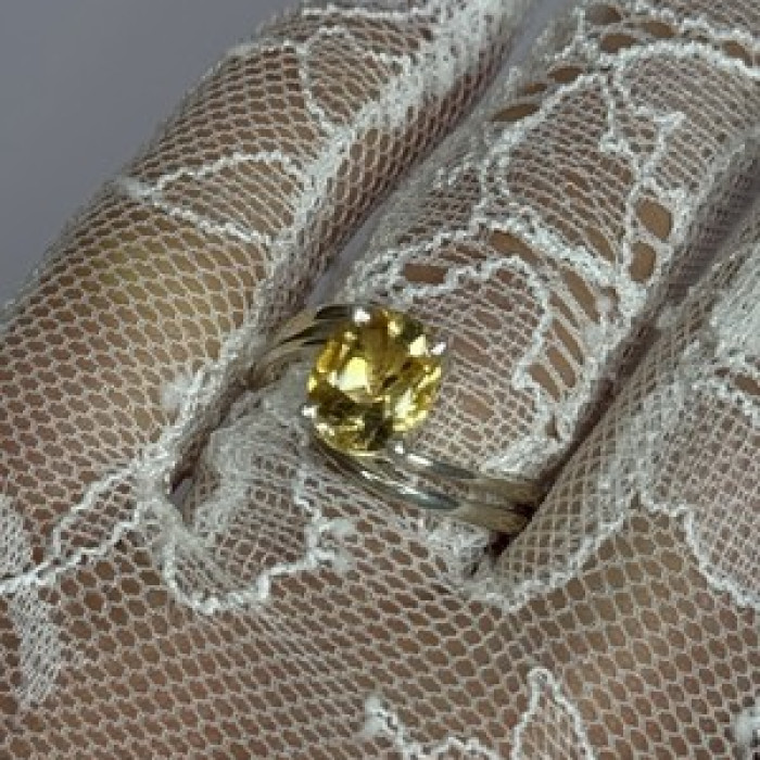 925 Sterling Silver Citrine Ring Size 8