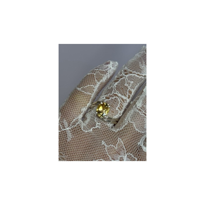 925 Sterling Silver Citrine Ring Size 8