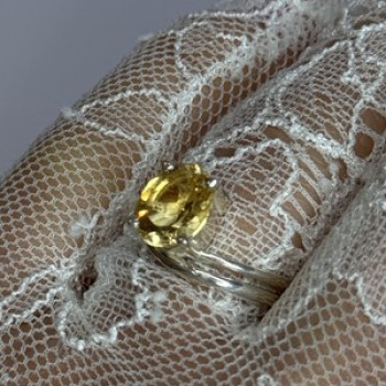 925 Sterling Silver Citrine Ring Size 8