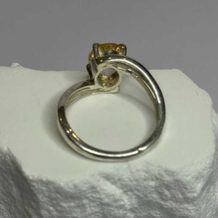 925 Sterling Silver Citrine Ring Size 8