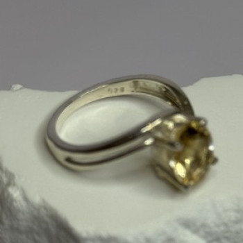 925 Sterling Silver Citrine Ring Size 8