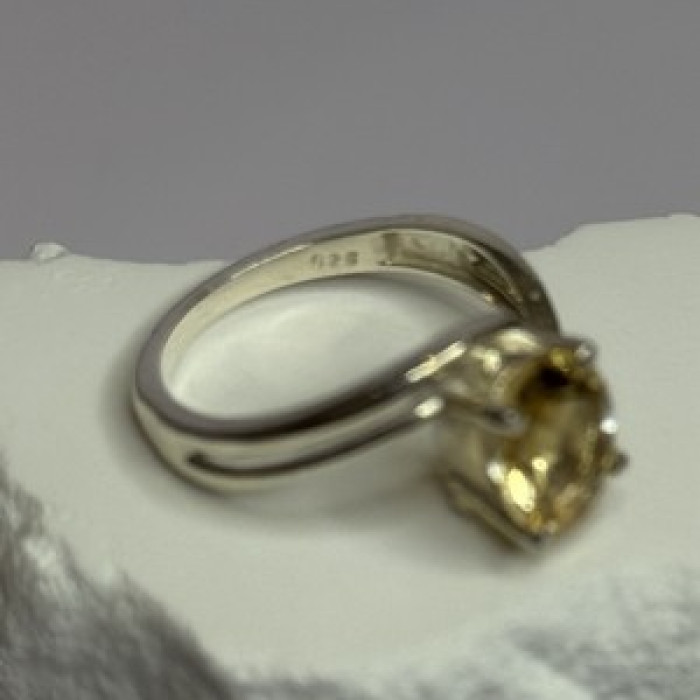 925 Sterling Silver Citrine Ring Size 8