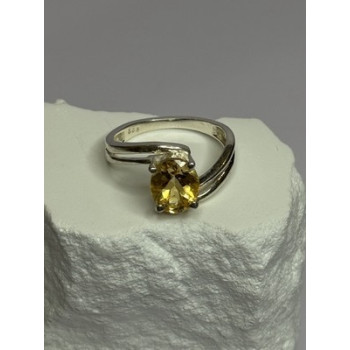 925 Sterling Silver Citrine Ring Size 8