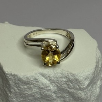 925 Sterling Silver Citrine Ring Size 8