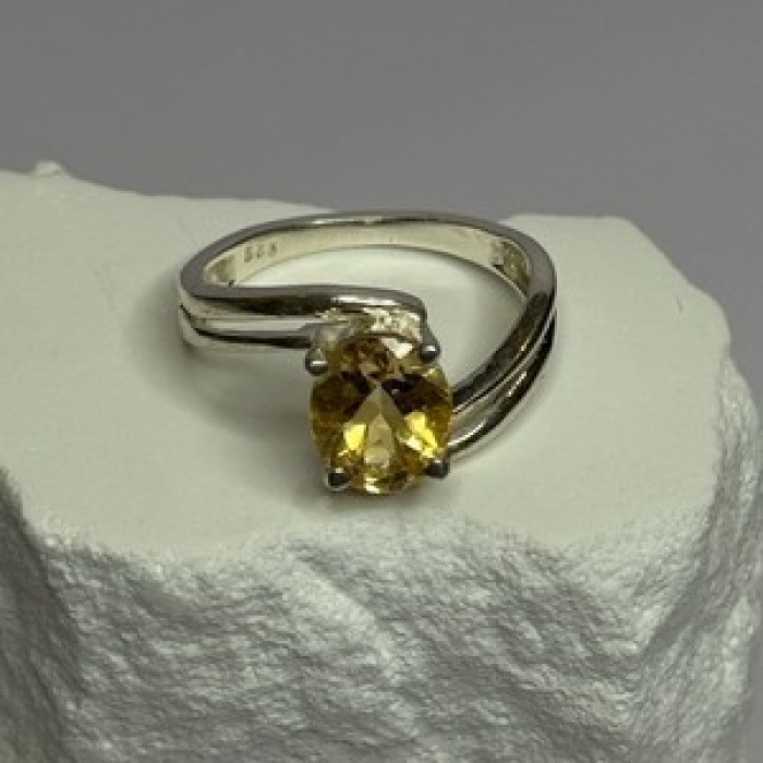 925 Sterling Silver Citrine Ring Size 8