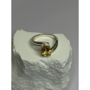 925 Sterling Silver Citrine Ring Size 8