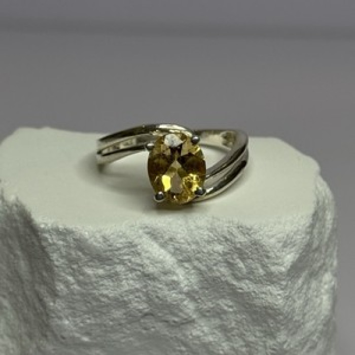 925 Sterling Silver Citrine Ring Size 8