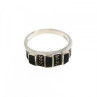 925 Sterling Silver Black Nephrite & Marcasites Ring Size 5.75