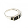 925 Sterling Silver Black Nephrite & Marcasites Ring Size 5.75