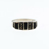 925 Sterling Silver Black Nephrite & Marcasites Ring Size 5.75