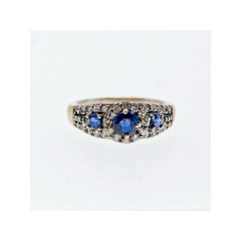 925 Sterling Silver Sapphire & White Beryl/goshenite Ring Size 8