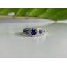 925 Sterling Silver Sapphire & White Beryl/goshenite Ring Size 8