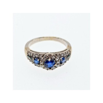 925 Sterling Silver Sapphire & White Beryl/goshenite Ring Size 8