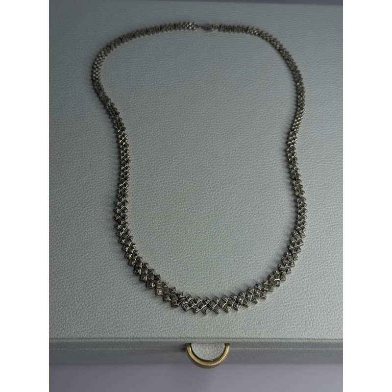 Beautiful Elegant 925 Sterling Silver Diamond Necklace Length 18 Inch