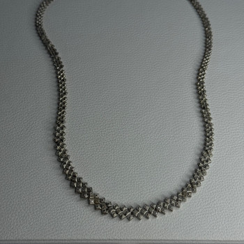 Beautiful Elegant 925 Sterling Silver Diamond Necklace Length 18 Inch