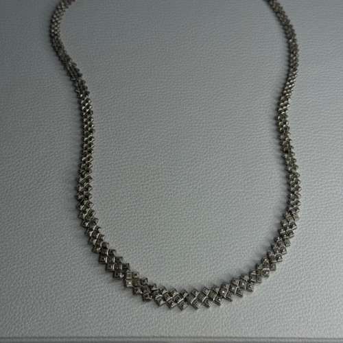 Beautiful Elegant 925 Sterling Silver Diamond Necklace Length 18 Inch