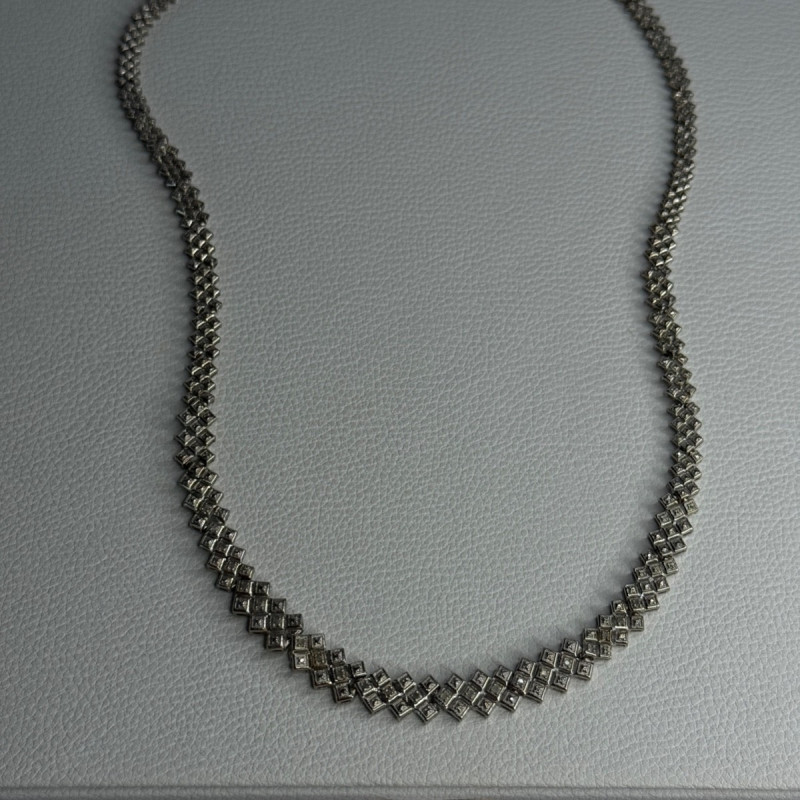 Beautiful Elegant 925 Sterling Silver Diamond Necklace Length 18 Inch
