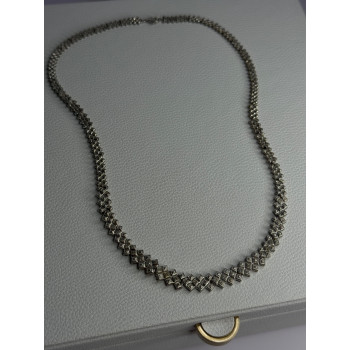 Beautiful Elegant 925 Sterling Silver Diamond Necklace Length 18 Inch