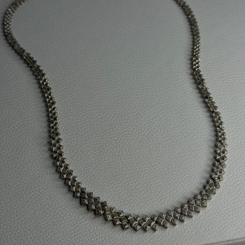Beautiful Elegant 925 Sterling Silver Diamond Necklace Length 18 Inch