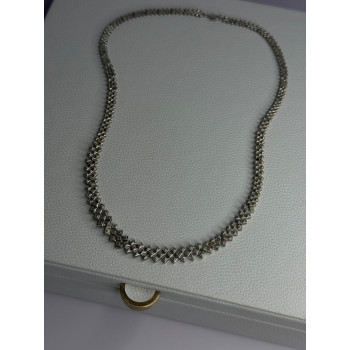 Beautiful Elegant 925 Sterling Silver Diamond Necklace Length 18 Inch