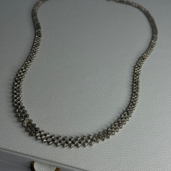 Beautiful Elegant 925 Sterling Silver Diamond Necklace Length 18 Inch