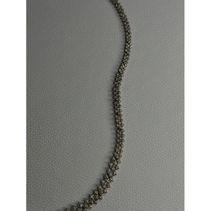 Beautiful Elegant 925 Sterling Silver Diamond Necklace Length 18 Inch