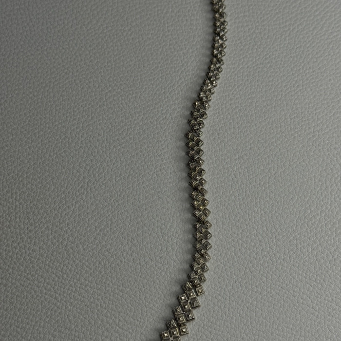 Beautiful Elegant 925 Sterling Silver Diamond Necklace Length 18 Inch