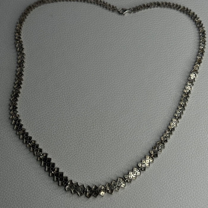 Beautiful Elegant 925 Sterling Silver Diamond Necklace Length 18 Inch