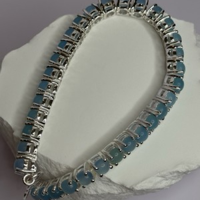 925 Sterling Silver Blue Moonstone Bracelet Length Min 7.5 Inch Max 8.5 Inch