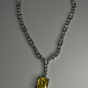 Beautiful 925 Sterling Silver Citrine & Beryl Necklace Length 18 Inch