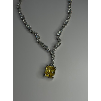 Beautiful 925 Sterling Silver Citrine & Beryl Necklace Length 18 Inch