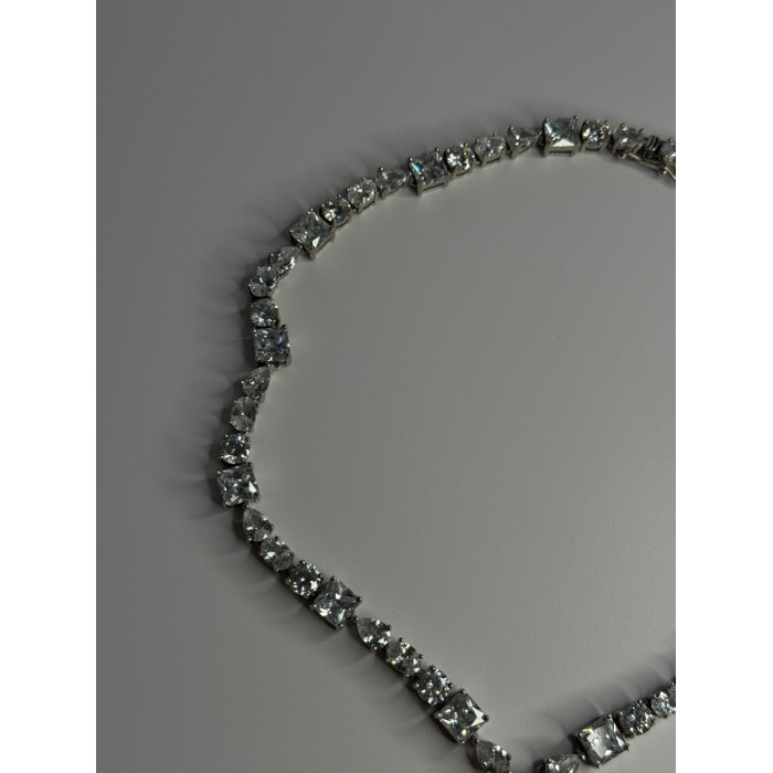 Beautiful 925 Sterling Silver Citrine & Beryl Necklace Length 18 Inch