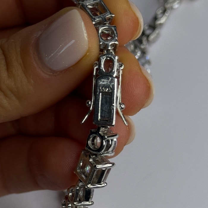 Beautiful 925 Sterling Silver Citrine & Beryl Necklace Length 18 Inch