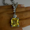 Beautiful 925 Sterling Silver Citrine & Beryl Necklace Length 18 Inch