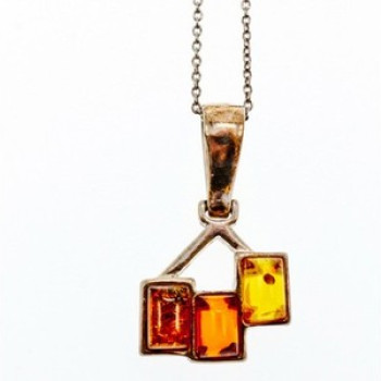 Vintage 925 Sterling Silver Amber Chain With Pendant