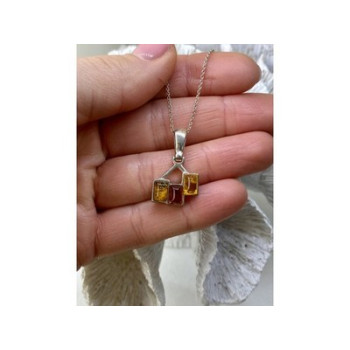 Vintage 925 Sterling Silver Amber Chain with Pendant